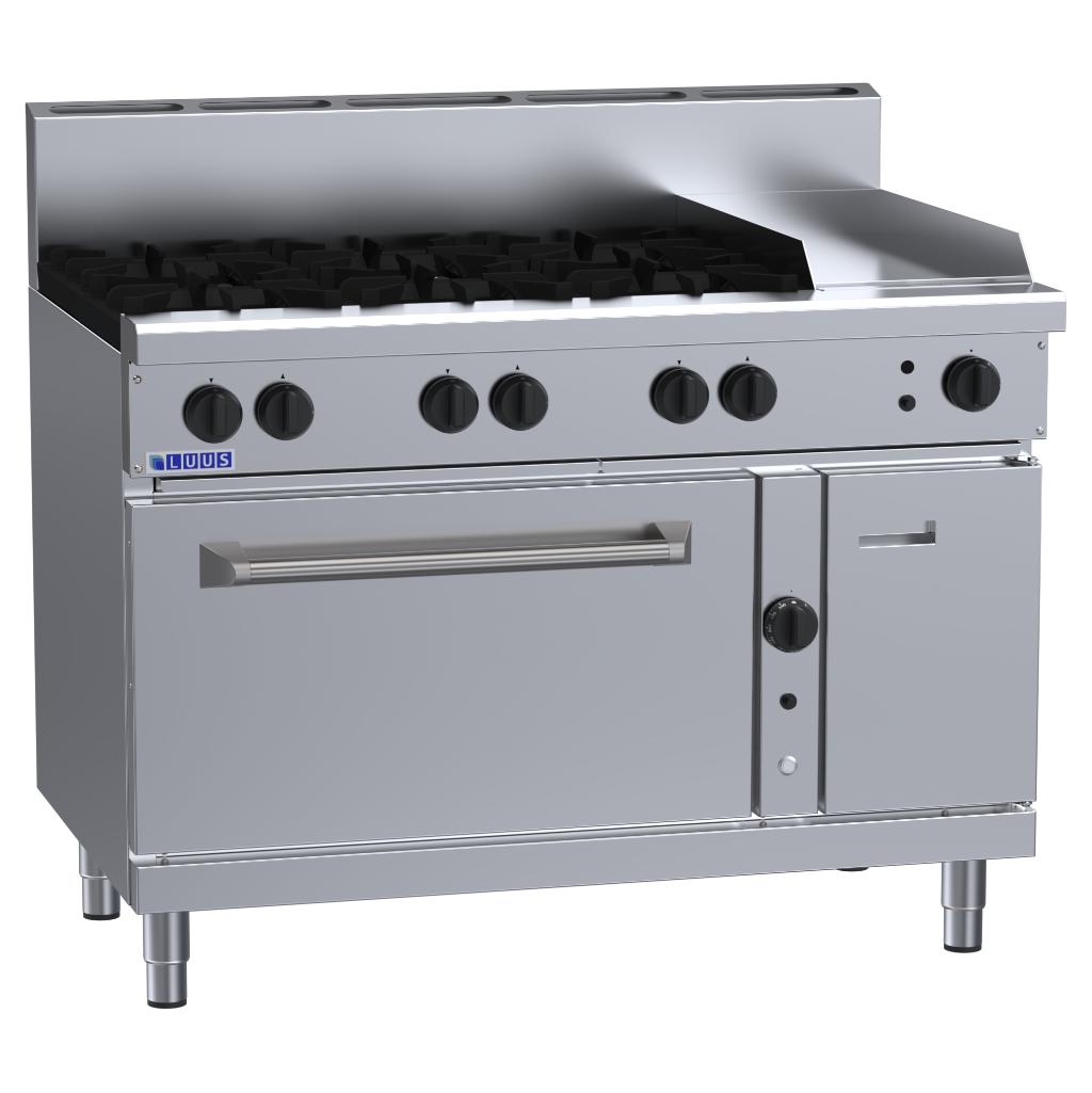 Luus RF-6B3P 1200mm Gas 6 Burner 300mm Griddle Range & Convection Oven RF-6B3P-NG
