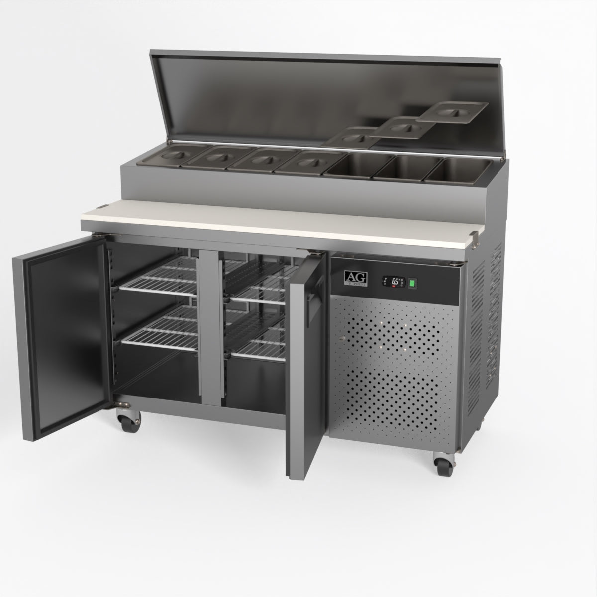 AG 2 Door Saladette Fridge - Fits 7 x 1/3 GN Trays SH2000-700