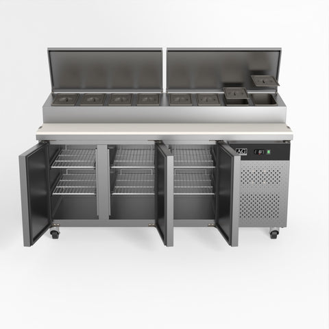 AG 3 Door Saladette Fridge - Fits 8 x 1/3 GN Trays SH3000-700