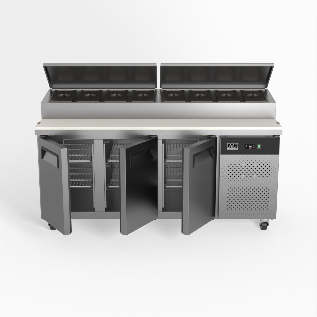 AG 3 Door Saladette Fridge - Fits 8 x 1/3 GN Trays SH3000-700