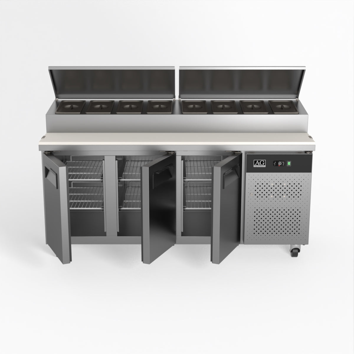AG 3 Door Saladette Fridge - Fits 8 x 1/3 GN Trays SH3000-700