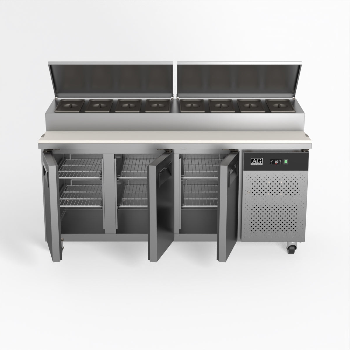 AG 3 Door Saladette Fridge - Fits 8 x 1/3 GN Trays SH3000-700