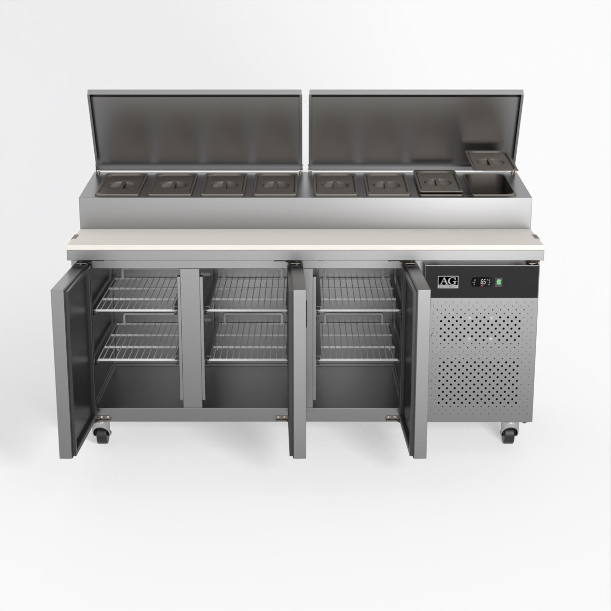 AG 3 Door Saladette Fridge - Fits 8 x 1/3 GN Trays SH3000-700