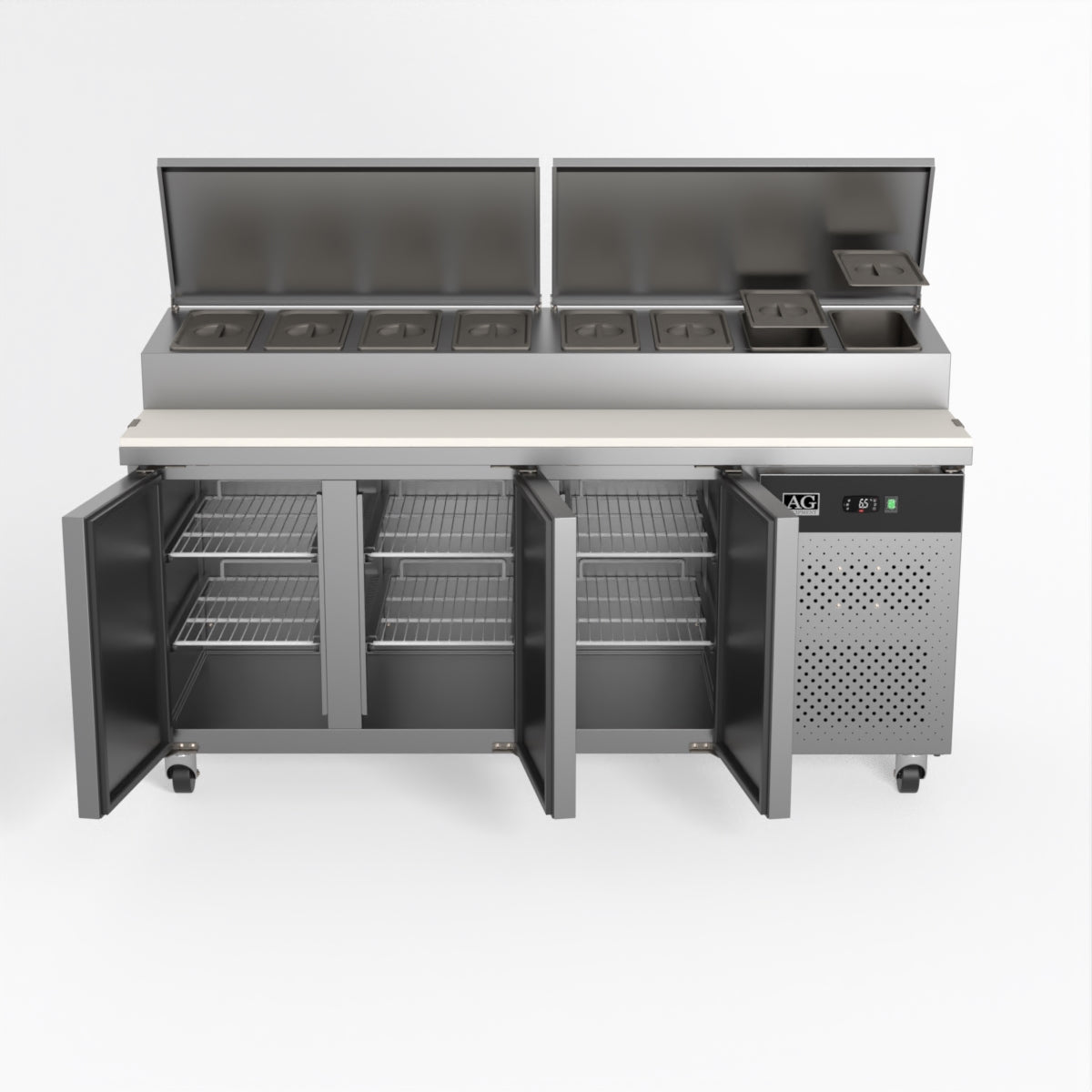 AG 3 Door Saladette Fridge - Fits 8 x 1/3 GN Trays SH3000-700