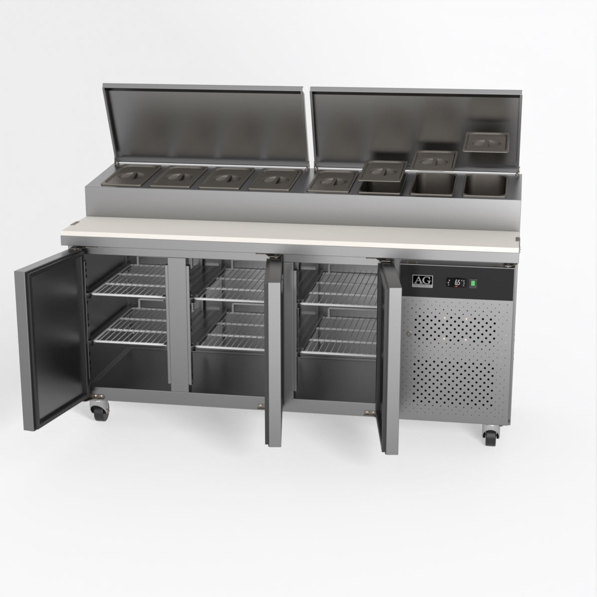 AG 3 Door Saladette Fridge - Fits 8 x 1/3 GN Trays SH3000-700