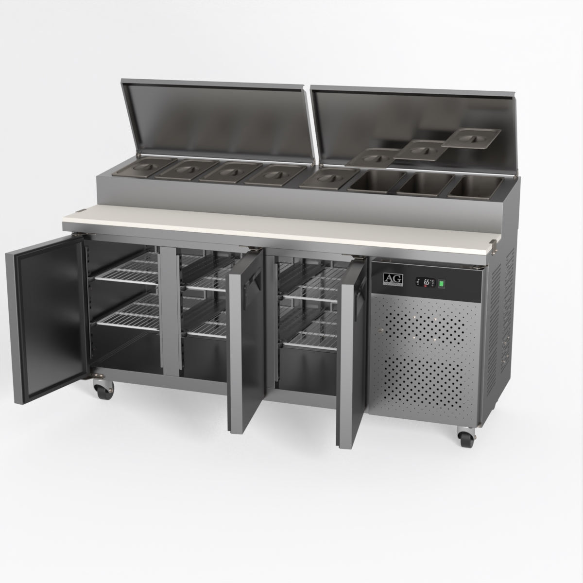 AG 3 Door Saladette Fridge - Fits 8 x 1/3 GN Trays SH3000-700
