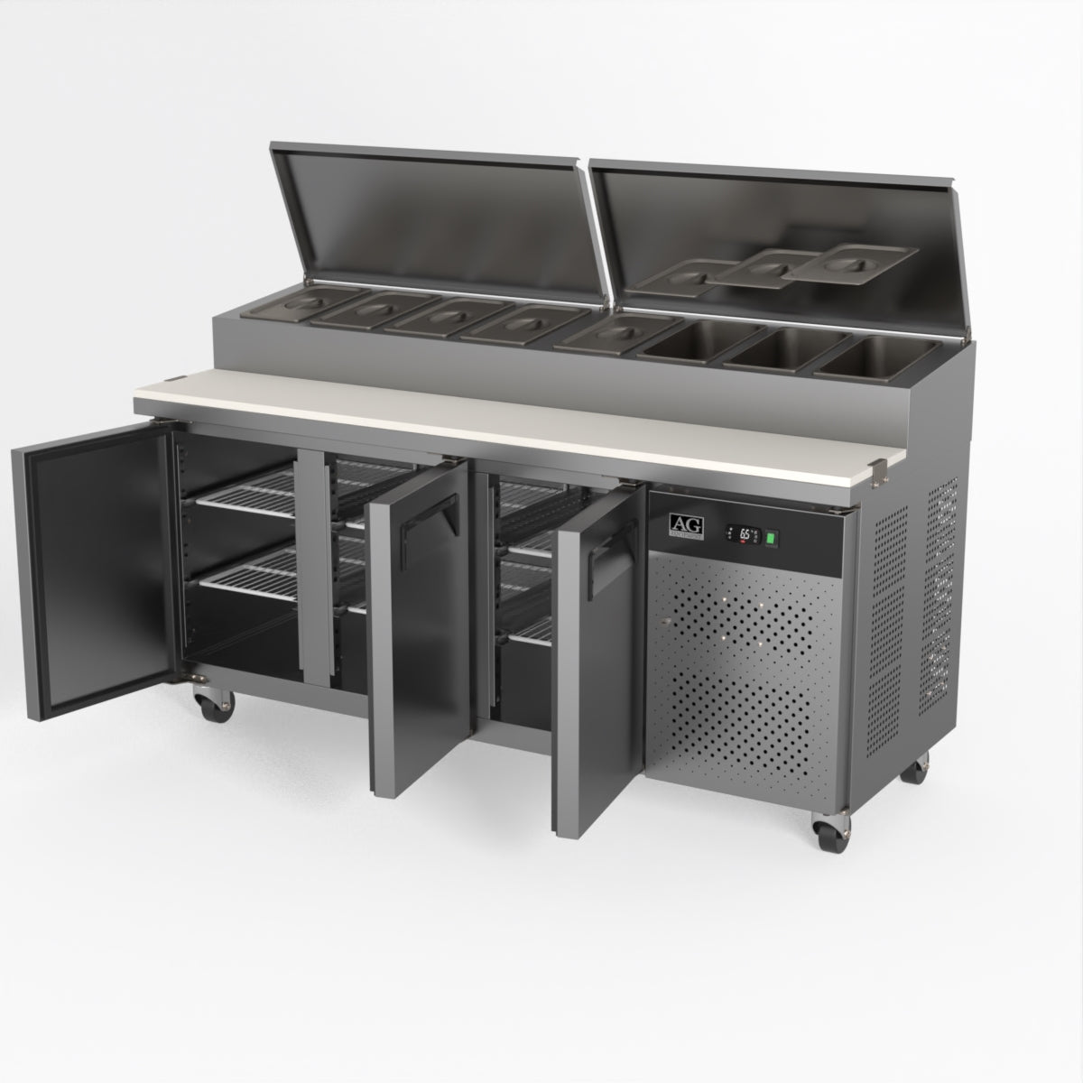 AG 3 Door Saladette Fridge - Fits 8 x 1/3 GN Trays SH3000-700