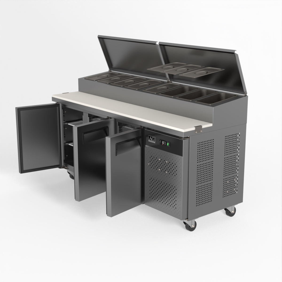 AG 3 Door Saladette Fridge - Fits 8 x 1/3 GN Trays SH3000-700