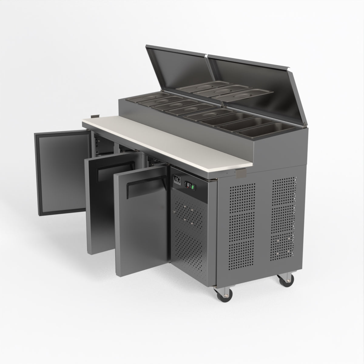 AG 3 Door Saladette Fridge - Fits 8 x 1/3 GN Trays SH3000-700