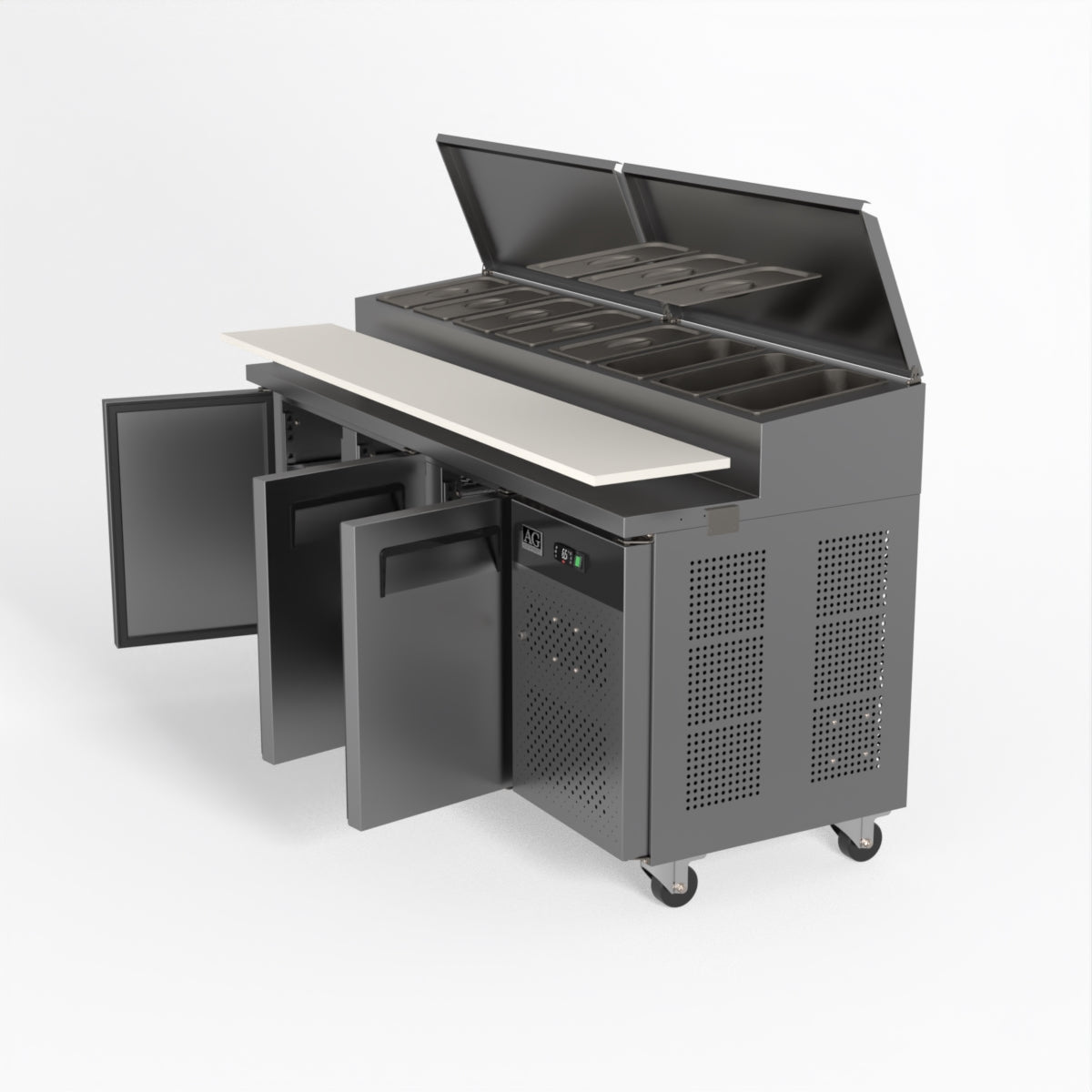 AG 3 Door Saladette Fridge - Fits 8 x 1/3 GN Trays SH3000-700