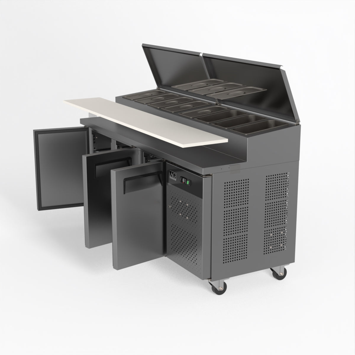 AG 3 Door Saladette Fridge - Fits 8 x 1/3 GN Trays SH3000-700