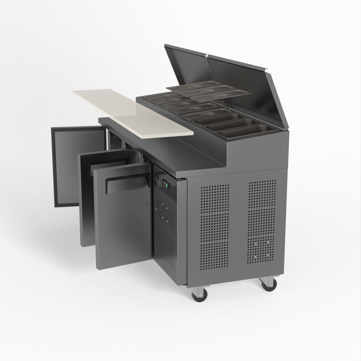 AG 3 Door Saladette Fridge - Fits 8 x 1/3 GN Trays SH3000-700