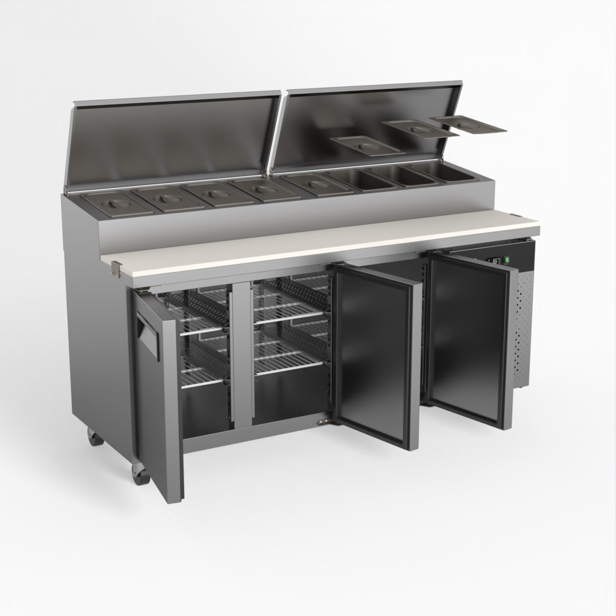AG 3 Door Saladette Fridge - Fits 8 x 1/3 GN Trays SH3000-700