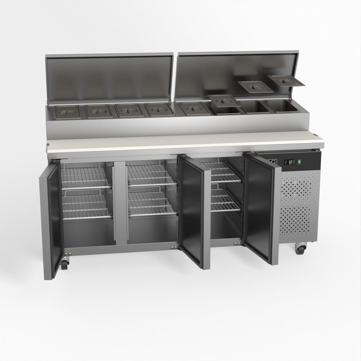 AG 3 Door Saladette Fridge - Fits 8 x 1/3 GN Trays SH3000-700