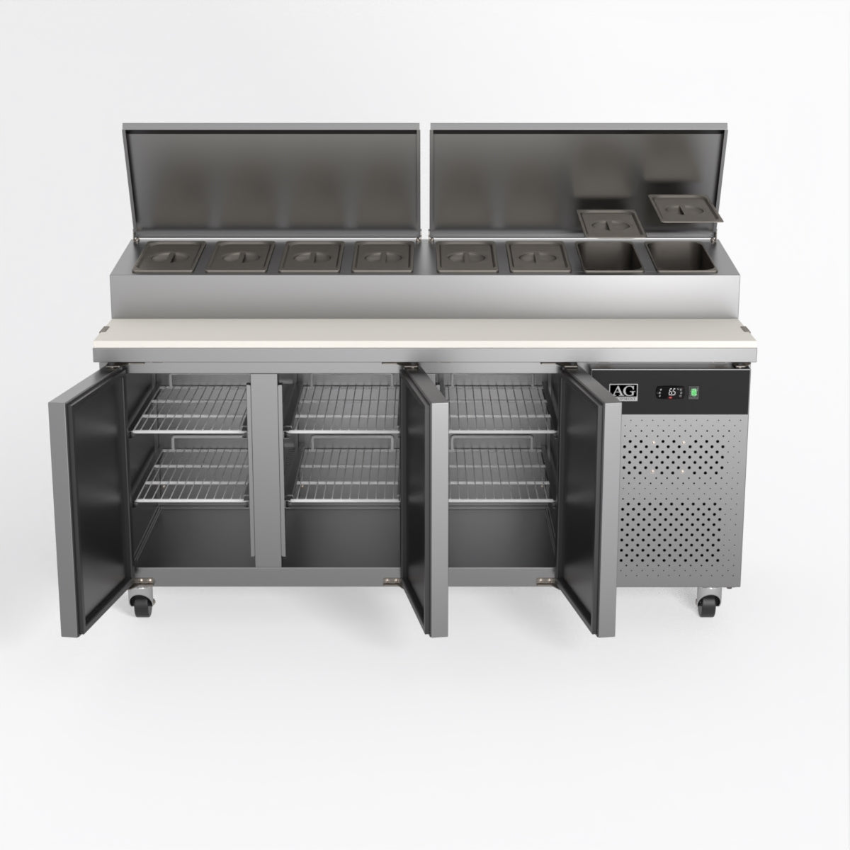 AG 3 Door Saladette Fridge - Fits 8 x 1/3 GN Trays SH3000-700