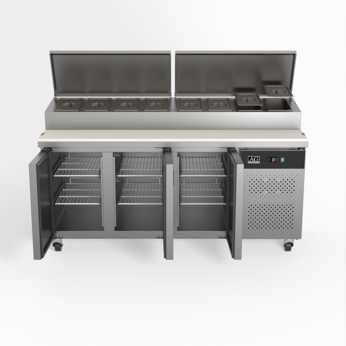 AG 3 Door Saladette Fridge - Fits 8 x 1/3 GN Trays SH3000-700