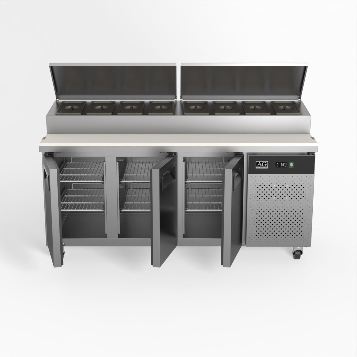 AG 3 Door Saladette Fridge - Fits 8 x 1/3 GN Trays SH3000-700