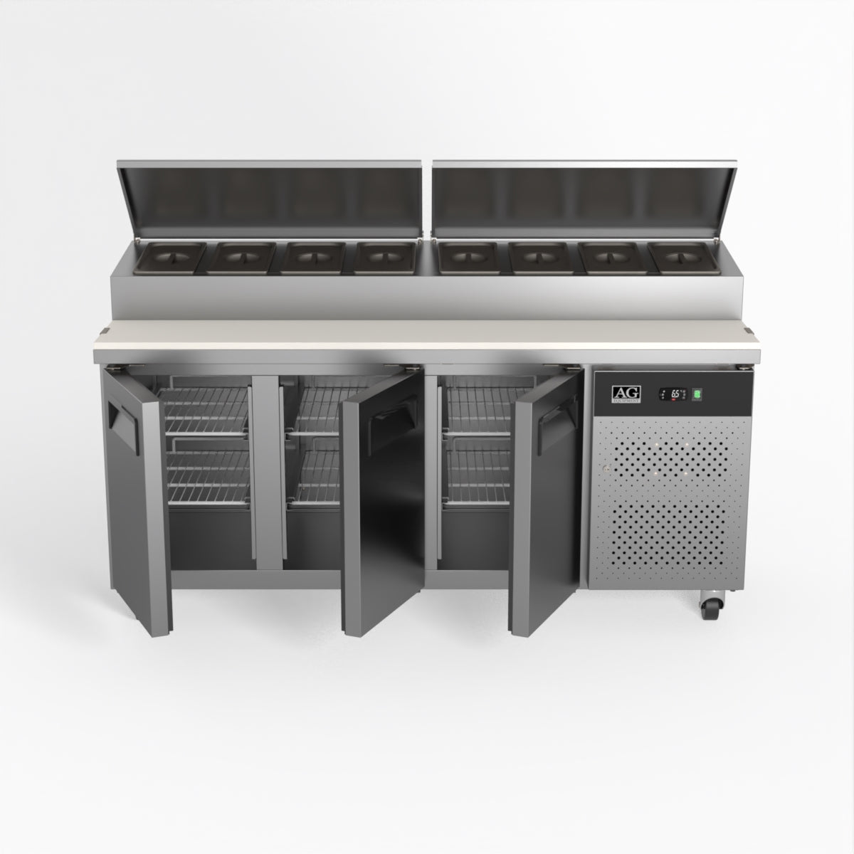 AG 3 Door Saladette Fridge - Fits 8 x 1/3 GN Trays SH3000-700