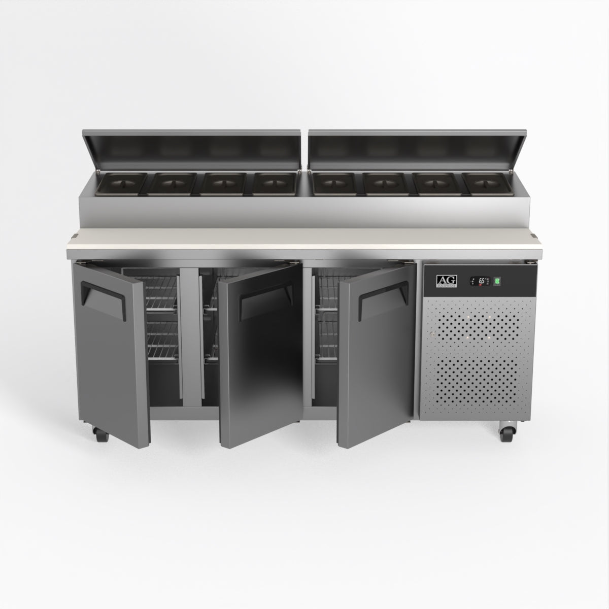 AG 3 Door Saladette Fridge - Fits 8 x 1/3 GN Trays SH3000-700