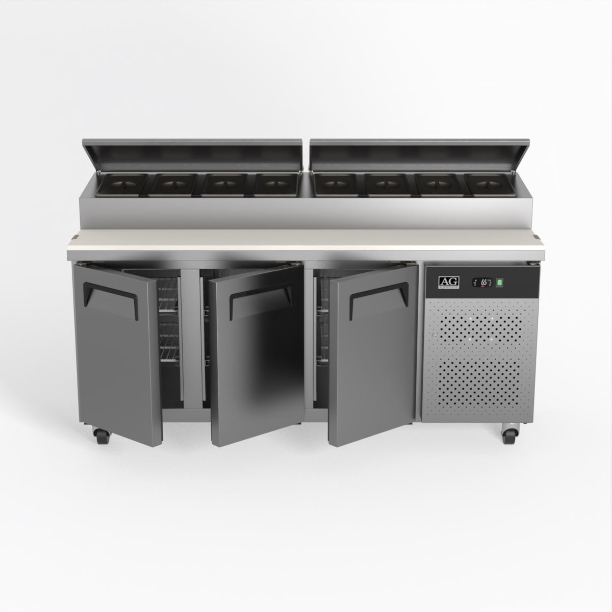 AG 3 Door Saladette Fridge - Fits 8 x 1/3 GN Trays SH3000-700