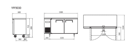 Commercial Under Bench Fridges 1.5m | Atosa | YPF9030