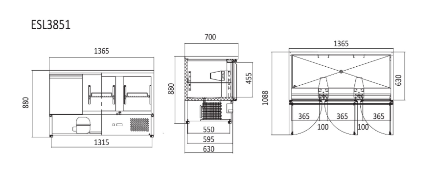 Commercial Salad Bar Fridges Three Door | Atosa | ESL3851