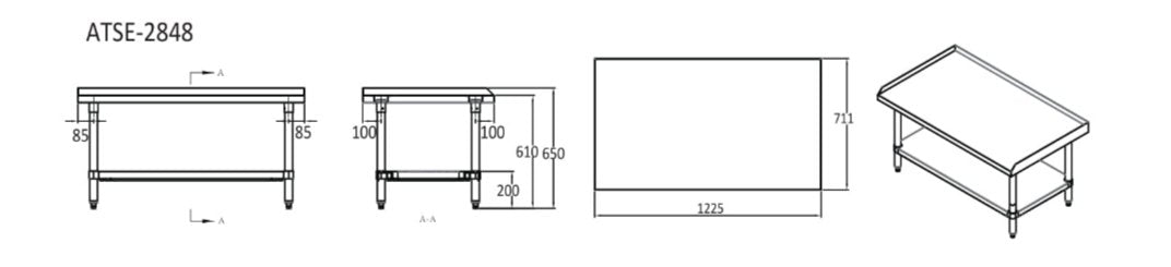Cookrite 1225mm Stainless steel Stand ATSE-2848