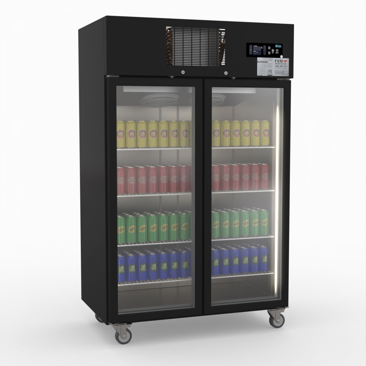 Thermaster Double Door Upright Display Fridge (black) SUCG1000B