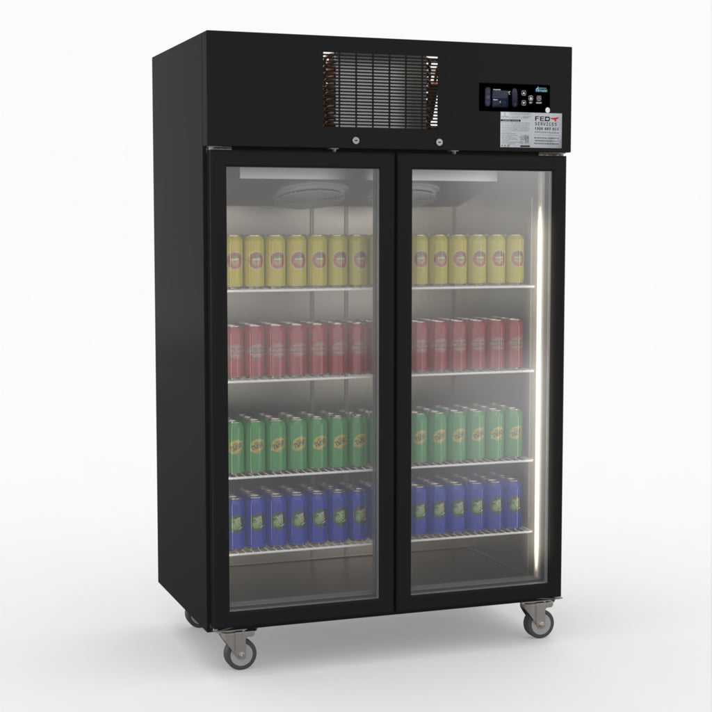 Thermaster Double Door Upright Display Fridge (black) SUCG1000B