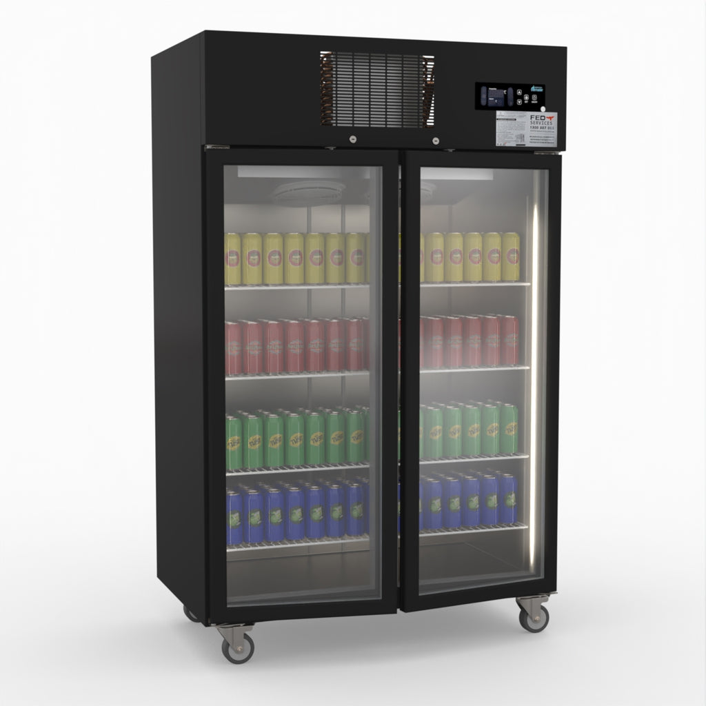 Thermaster Double Door Upright Display Fridge (black) SUCG1000B