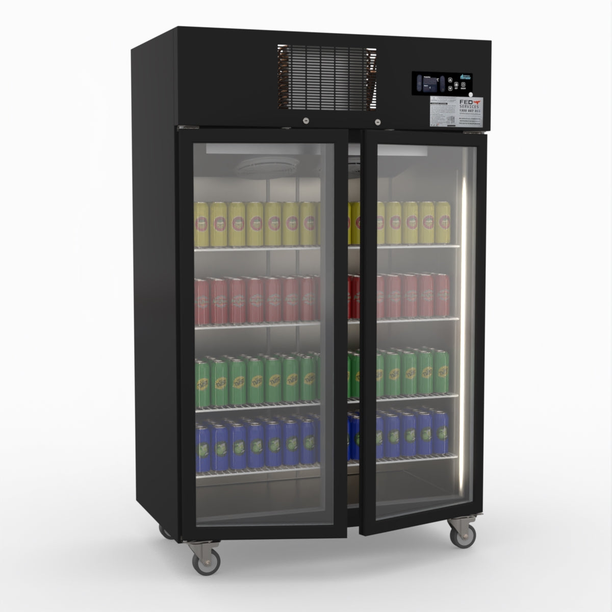 Thermaster Double Door Upright Display Fridge (black) SUCG1000B