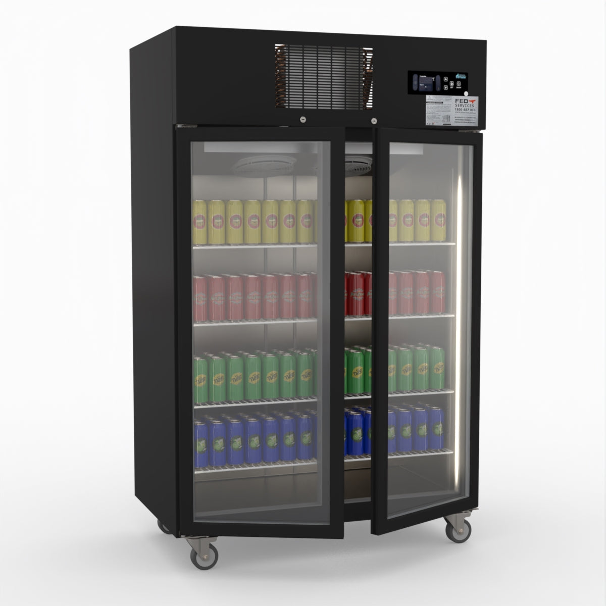 Thermaster Double Door Upright Display Fridge (black) SUCG1000B