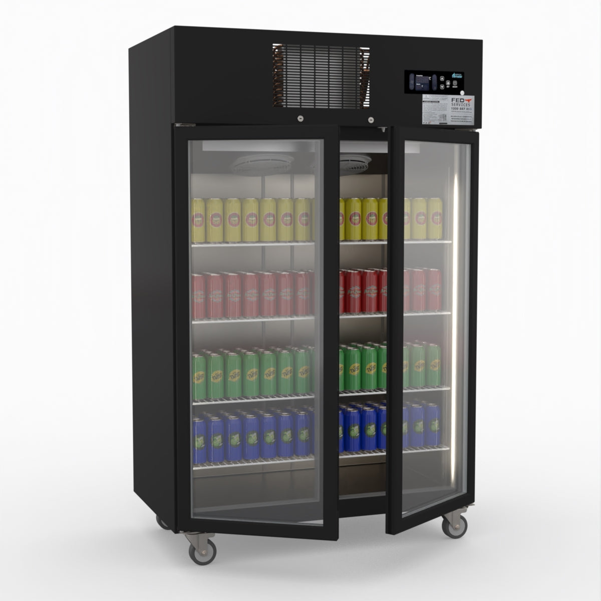 Thermaster Double Door Upright Display Fridge (black) SUCG1000B