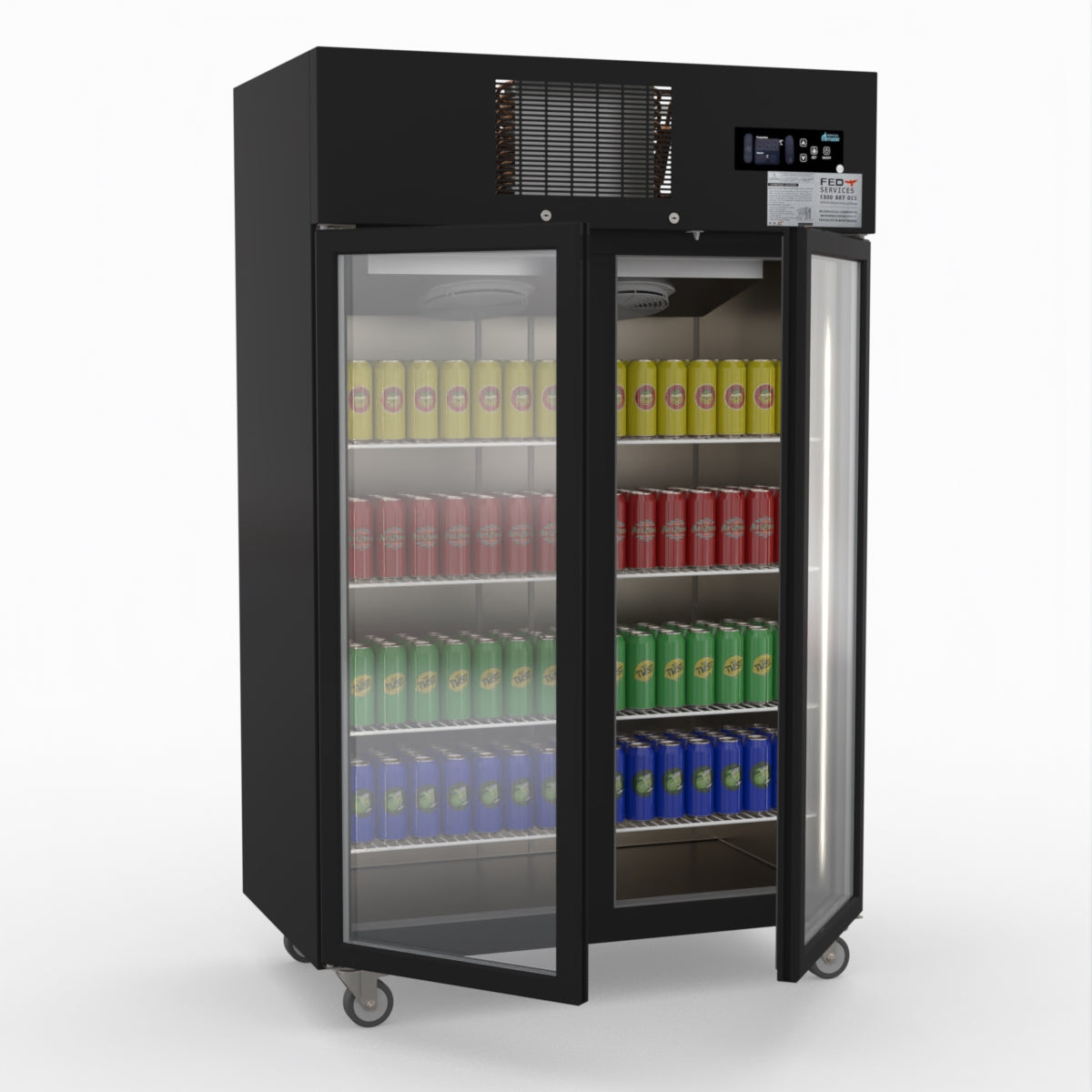 Thermaster Double Door Upright Display Fridge (black) SUCG1000B