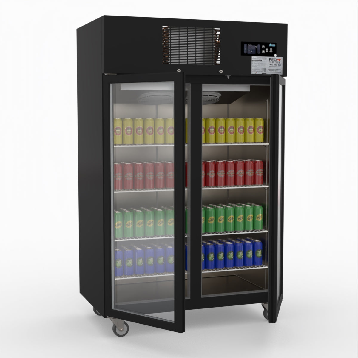 Thermaster Double Door Upright Display Fridge (black) SUCG1000B