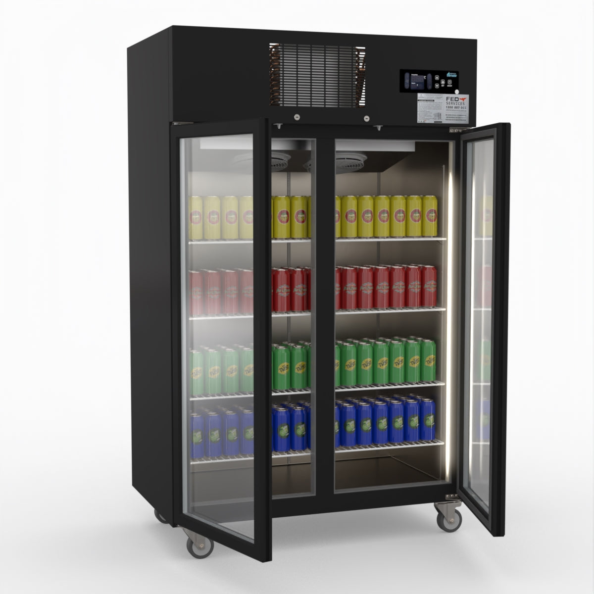 Thermaster Double Door Upright Display Fridge (black) SUCG1000B