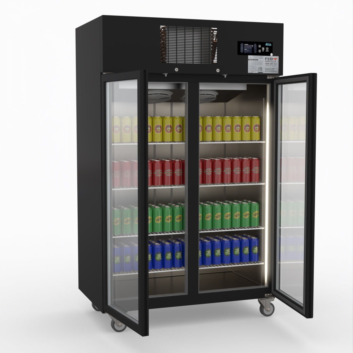 Thermaster Double Door Upright Display Fridge (black) SUCG1000B