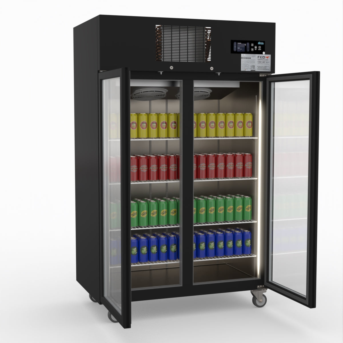 Thermaster Double Door Upright Display Fridge (black) SUCG1000B