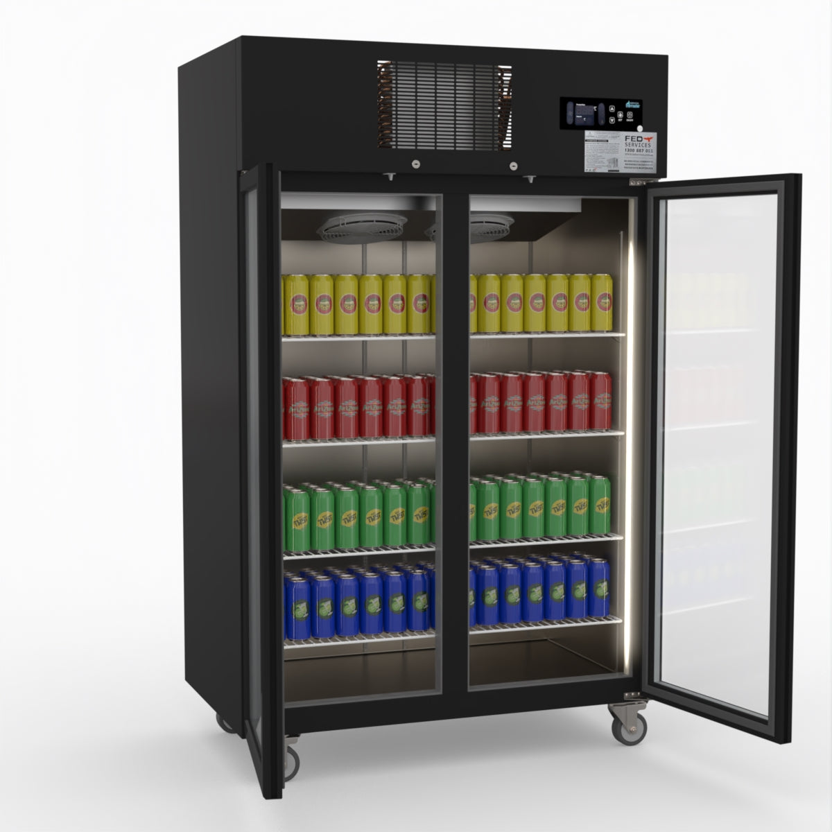 Thermaster Double Door Upright Display Fridge (black) SUCG1000B
