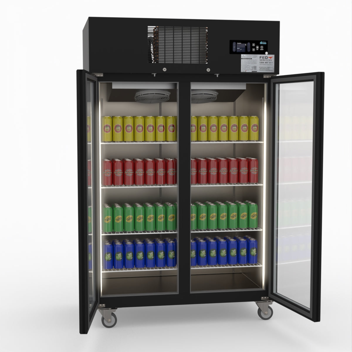 Thermaster Double Door Upright Display Fridge (black) SUCG1000B