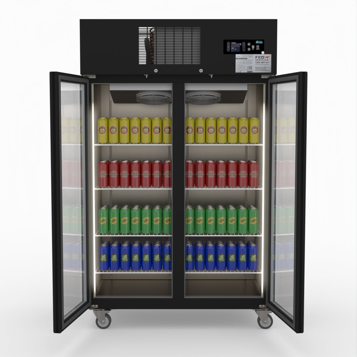 Thermaster Double Door Upright Display Fridge (black) SUCG1000B