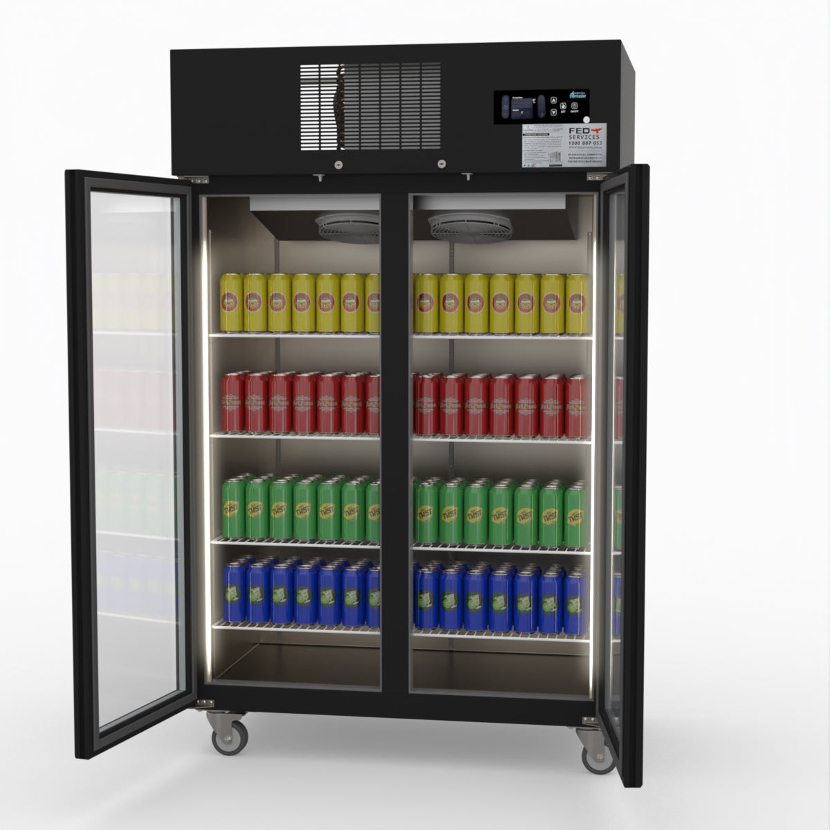 Thermaster Double Door Upright Display Fridge (black) SUCG1000B