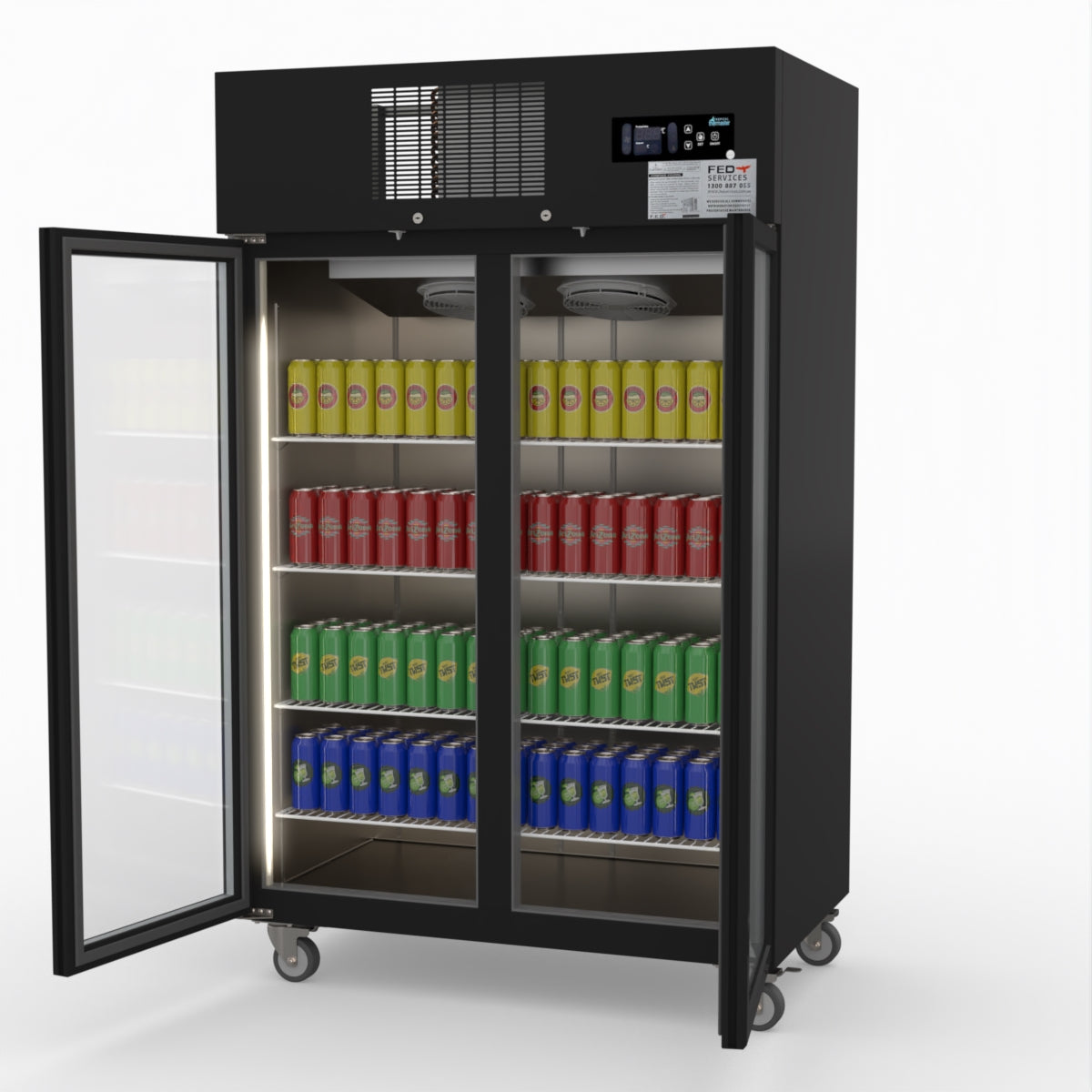 Thermaster Double Door Upright Display Fridge (black) SUCG1000B