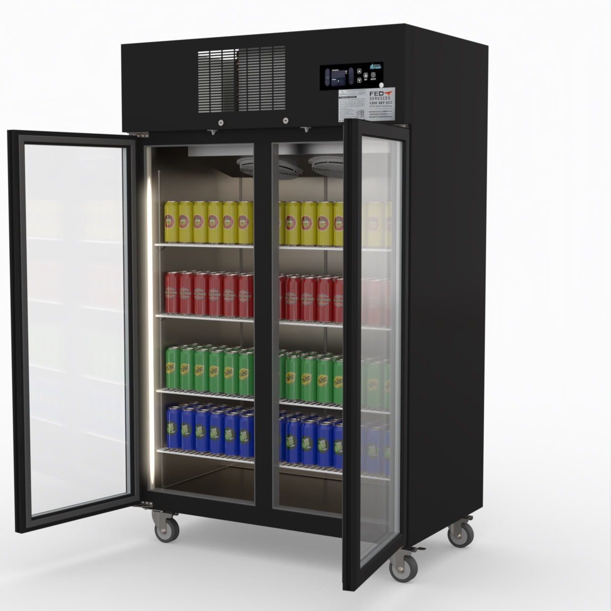 Thermaster Double Door Upright Display Fridge (black) SUCG1000B