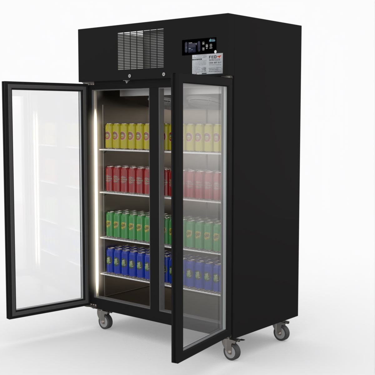 Thermaster Double Door Upright Display Fridge (black) SUCG1000B