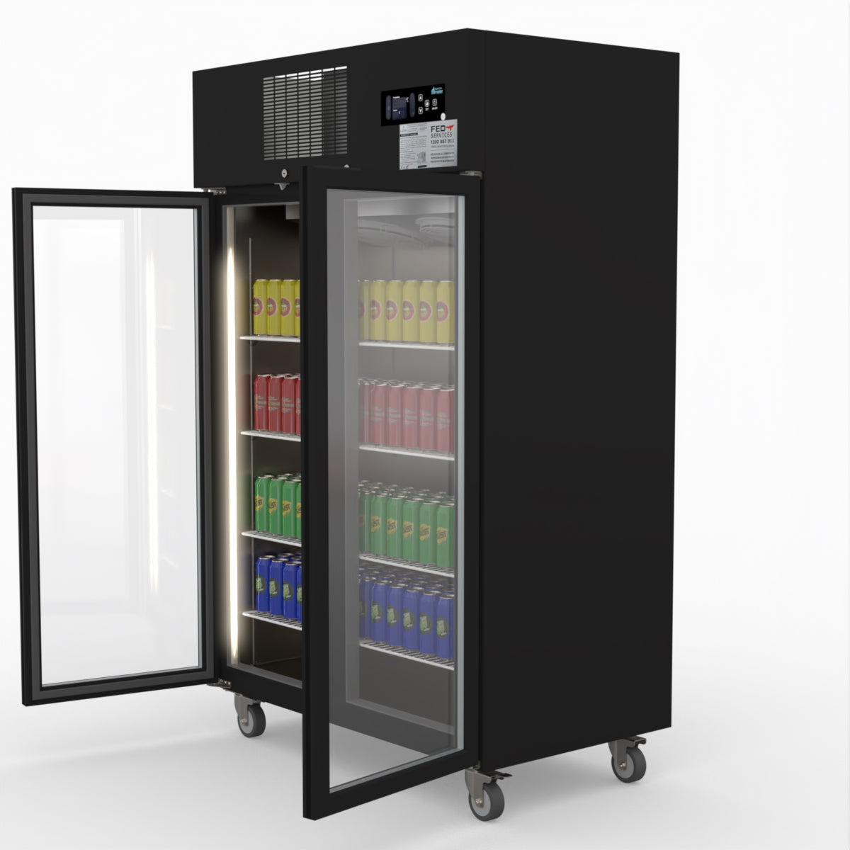 Thermaster Double Door Upright Display Fridge (black) SUCG1000B