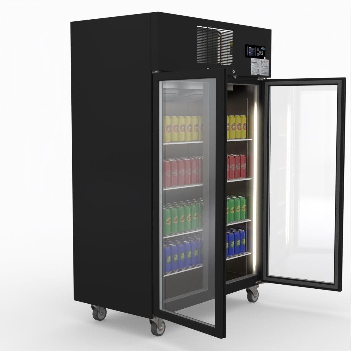 Thermaster Double Door Upright Display Fridge (black) SUCG1000B