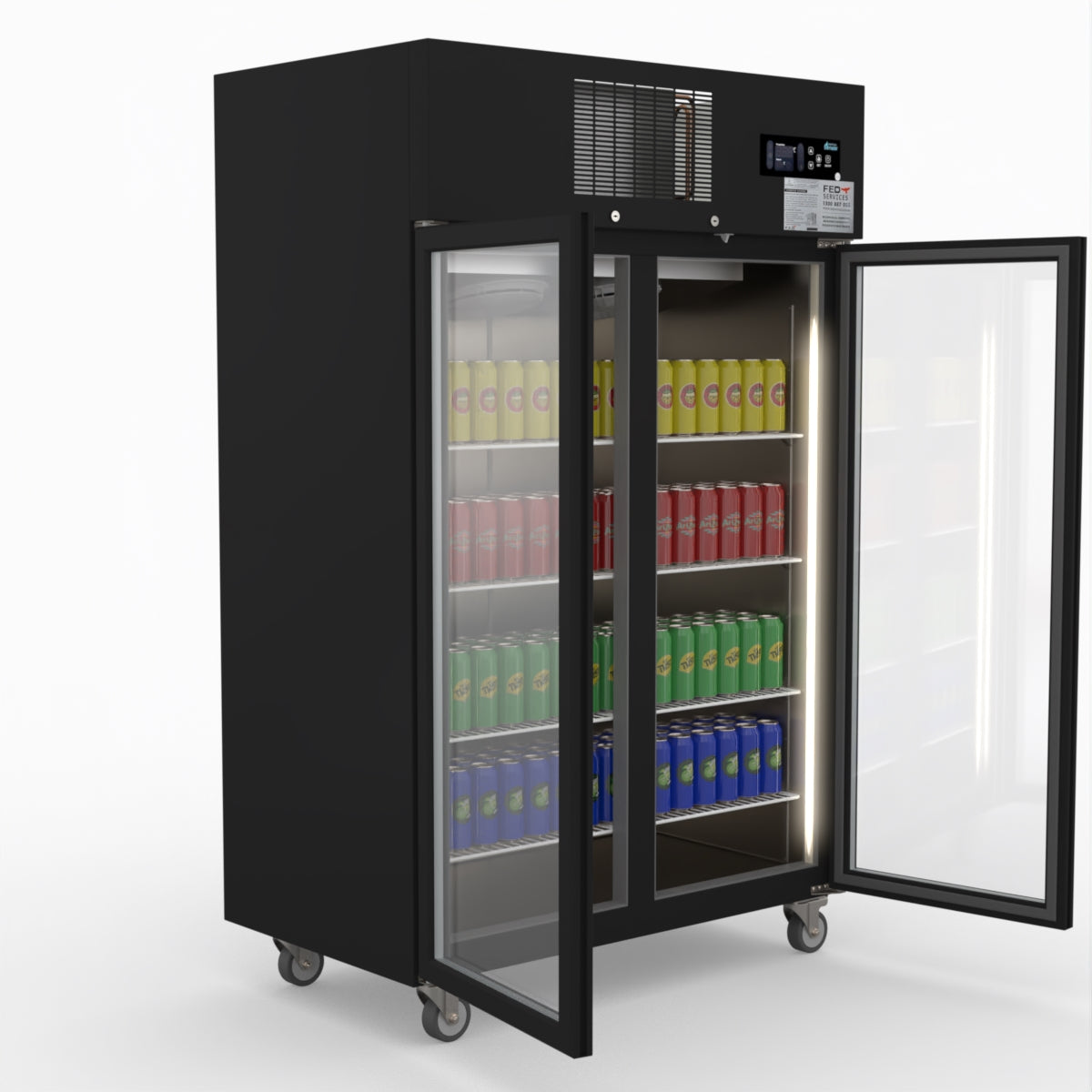 Thermaster Double Door Upright Display Fridge (black) SUCG1000B