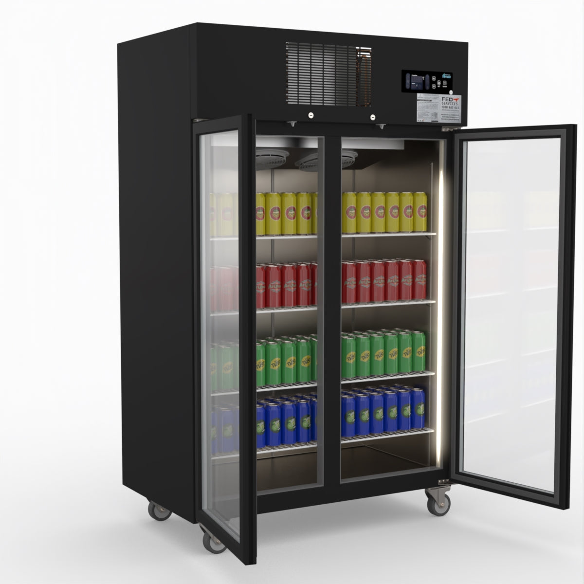 Thermaster Double Door Upright Display Fridge (black) SUCG1000B