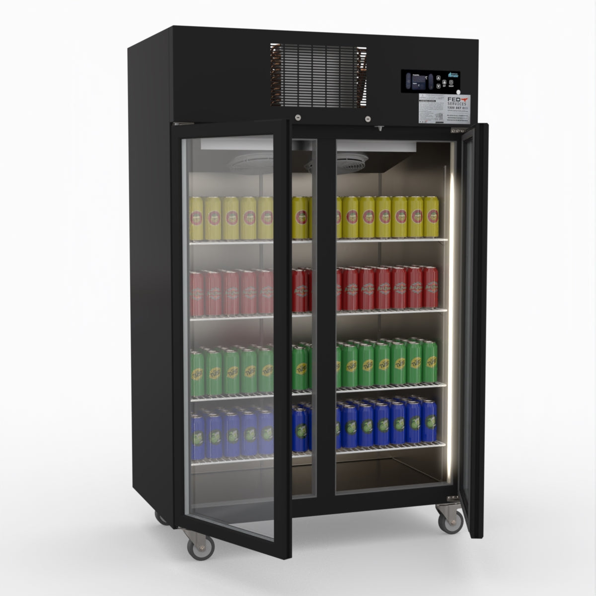 Thermaster Double Door Upright Display Fridge (black) SUCG1000B